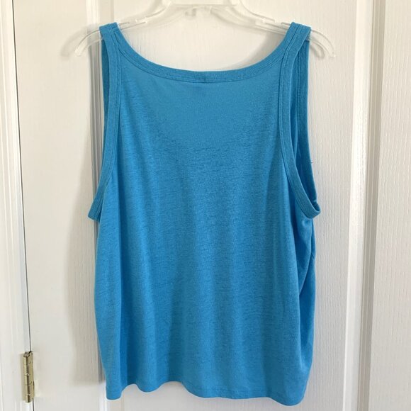 Old Navy EveryWear Linen Blend Tank Top Scoop Neck Sleeveless Blue Size XXL - Picture 5 of 5